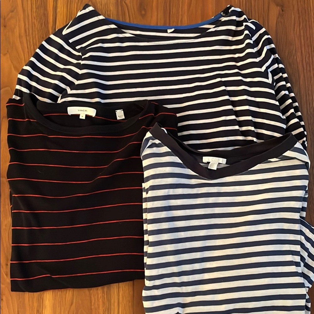 Striped long sleeve shirts - dark blue white or red. Vince Boden & Cos medium